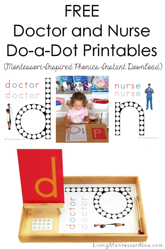 Imprimables Do-a-Dot de médecin et d'infirmière gratuits (Téléchargement instantané de Phonics d'inspiration Montessori)