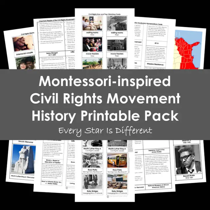 Pack imprimable de l'histoire du mouvement des droits civiques inspiré de Montessori de chaque étoile est différente Pack imprimable de l'histoire du mouvement des droits civiques inspiré de Montessori de chaque étoile est différente