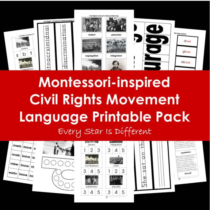 Pack imprimable de la langue du mouvement des droits civiques inspiré de Montessori de chaque étoile est différente Pack imprimable de la langue du mouvement des droits civiques inspiré de Montessori de chaque étoile est différente